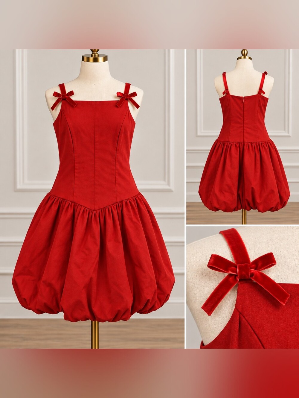 Girls Red Bubble Hem Bow Party Dress NWT, Size XL/14